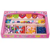 New Classic Toys 52729, Perlenset für Kinder, 3 Jahr(e), Holz, Mehrfarbig, Pink
