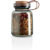 Eva Solo Silhouette Aufbewahrungsglas, Vorratsglas, Glasbehälter, Einmachglas, Rauchglas/Holz/Silikon/Leder, 1.5 L, 591503