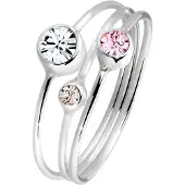Elli Ring Stapelring Set Kristalle 925 Silber Elli Bunt