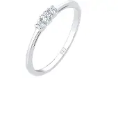 Elli Ringe - Ring Verlobungsring Diamant (0.06 ct.) Zart 925 Si - Gr. 52 MM - in Silber - für Damen
