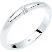 Elli DIAMONDS Ringe - Ring Diamant 0.045 ct. Klassik Verlobung 925 Silb - Gr. 58 MM - in Weiß - für Damen