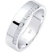 Elli Ringe - Ring Bandring Basic Diamanten (0.06 ct.) 925 Silbe - Gr. 54 MM - in Weiß - für Damen