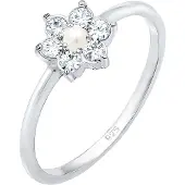 Elli Ring Blume Floral Synthetische Perle 925 Silber Elli Premium Silber
