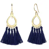 Elli Ohrringe Hänger Tassel Quaste Tropfen Festival 925 Silber Elli Dunkelblau