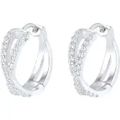 Elli Ohrringe Creole Cross Zirkonia 925 Sterling Silber Elli Premium Silber