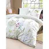 Estella Mako-Satin Wendebettwäsche Meadow grün Kissenbezug einzeln 40x80 cm