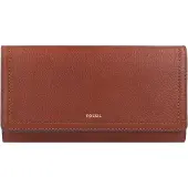Fossil Leder Geldbörse Logan Flap Clutch Brown braun