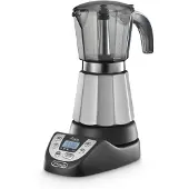 De'Longhi De’Longhi Alicia Plus EMKP 63.B, Elektrische Espressokanne, 0,25 l, Gemahlener Kaffee, 450 W, Schwarz, Silber