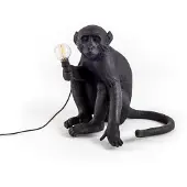 Seletti Monkey Sitting Außen Tischleuchte Schwarz - , Monkey Lamp, Schwarz, Kunststoff, Design