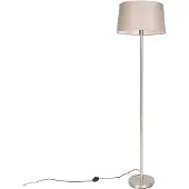 QAZQA Moderne Stehlampe Stahl mit taupefarbenem Schirm 45 cm - Simplo