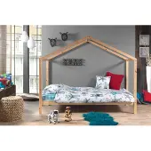 Vipack Hausbett "Dallas", beige (kiefer massiv natur), B:97cm H:170cm L:210cm, Betten, Hausbett, wahlweise mit Bettschublade oder Textilhimmel, Ausf. natur oder weiß