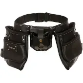 Toolpack Industrieller Werkzeuggürtel, 2 feste Holster, Klebeband- und Hammerhalter, schwarz