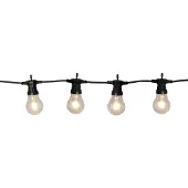 Star Trading Partylichterkette - LED - Outdoor - 4,50m - 10 x 5 warmweiße LEDs - Klares Glas - Schwarzes Kabel - Mit Befestigungshaken - 5W