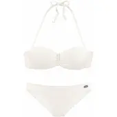 Buffalo Bügel-Bandeau-Bikini "Romance", Damen, Gr. 38, Cup B, beige (creme), Polyamid, strukturiert, unifarben, Bikini-Sets Bügel-Bandeau-Bikini, aus Strukturware