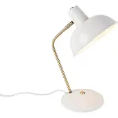 QAZQA - Modern Retro-Tischleuchte I Tischlampe I Lampe I Leuchte Weiß mit Bronze 38cm - Milou I Wohnzimmer I Schlafzimmer - Stahl Rund - LED geeignet E14