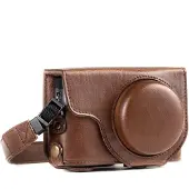 MegaGear MG1259 Panasonic Lumix DC-TZ95, DC-TZ90 Ever Ready Leder Kamera-Case mit Trageriemen - Dunkelbraun