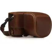 MegaGear MG1452 Olympus PEN E-PL9 (14-42mm) Ever Ready Leder Kamera-Case mit Trageriemen – Dunkelbraun