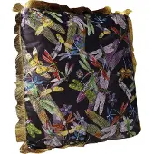 Kare Design Kissen Tropical Garden Fringe, Mehrfarbig, Fransen, Zierkissen, Samtoptik, Dekokissen mit Reißverschluss, 45x45 cm (L/B)