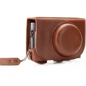 MegaGear Leica C Typ 112 Ever Ready Echtleder Kamera-Case mit Trageriemen und Batteriezugang Braun MG1287