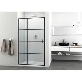 Badstuber Schwenktür 100 cm schwarz matt
