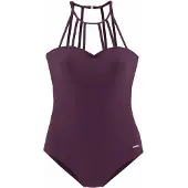 Bruno Banani Badeanzug , Damen, Gr. 34, Cup A/B, rot (bordeaux), Polyamid, Badeanzüge Badeanzug, mit eleganter Ausschnittvariante