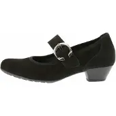 Gabor Spangenballerina Comfort 06139-47- Damenschuhe Modische Pumps / Ballerina, Schwarz, leder (nubuk oil), absatzhöhe: 35 mm