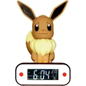 Teknofun 811370, Digitaler Wecker, Pokémon, Rechteck, Braun, Weiß, Batterie / USB, AAA