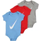 Nike Bodys k/ä - Swoosh - 3er-Pack - Rot/Blau/Grau - - 0-6 mt - Body K/Ä