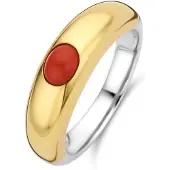 Ti sento Ring mit korallenrotem Stein bicolor 12185CR