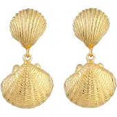 Elli Ohrringe Ohrhänger Herz-Muschel Sommer Strand 925 Silber Elli Gold