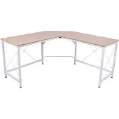 HOMCOM Computertisch L-Form Eckschreibtisch Winkelschreibtisch Natur/ Schwarz