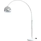 SalesFever Bogenlampe 208 cm | höhenverstellbar | Ø Lampenschirm 30 cm | echter Marmorfuß | B 155 x T 30 x H 208 cm | chrom