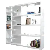 SalesFever Raumteiler-Regal 200x35x200 cm mit 7 Regalböden aus MDF Hochglanz in Weiß | Gr.: onesize