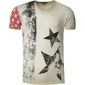 Rusty neal USA T-Shirt Stars and Stripes V-Neck im Used-Look