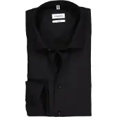 Seidensticker Businesshemd "Schwarze Rose", Herren, Gr. M (39), normale Ärmellängen, schwarz, 100% Baumwolle, unifarben, skinny fit, 2-Knopf-Manschette, Hemden Businesshemd, X-Slim 1/1 Kentkragen Uni