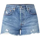 Levi's Damen Jeans Shorts Blau - 501 Style, Used-Look, 5 Taschen, Knöpfe