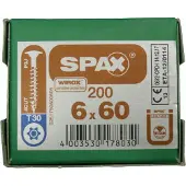 Spax Holzbauschraube 6 x 60 mm Tellerkopf T-STAR plus Vollgewinde 4CUT WIROX P3J