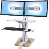 Ergotron desk stand, WorkFit-S dual, worksurface+, keyboard tray, adjustable, 24 inch