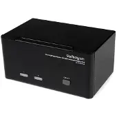 StarTech.com 2 Port Dreifach Monitor DVI USB KVM Switch mit Audio und USB 2.0 Hub, 1920 x 1200 Pixel, 18 W, Schwarz