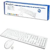 Logilink Tastatur Maus Kombination Funk, Volle Größe (100%), Kabellos, USB, Weiß, Maus enthalten
