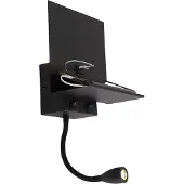QAZQA Moderne Wandleuchte schwarz 2-flammig mit USB und Flexarm - Flero