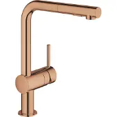 GROHE Minta Einhand-Spültischarmatur, Ausladung 223mm, L-Auslauf, herausziehbare Dual-Spülbrause, 30274DA0, Farbe: Warm Sunset