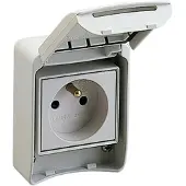 Schneider Electric 81140 Anbausteckdosen, grau, 2p+E, 10/16A, 250 V, Frankreich, IP65