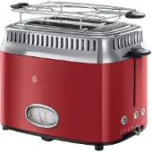 Russell Hobbs Toaster [für 2 Scheiben] Retro Edelstahl Rot (Countdown-Anzeige im