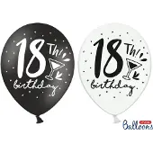 Party Deco Strong Balloons 30cm, 18th! Birthday, mix (1 pkt / 50 pc.)