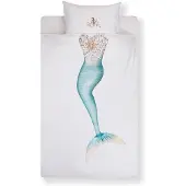 Snurk Baumwollbettwäsche Mermaid 135 x 200 cm+ 80 x 80 cm Farbe weiss mit Fotodruck