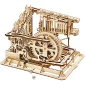 Robotime Bausatz Kugelbahn Zahnradbahn Untersetzer Holz braun 238-teilig