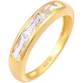 Elli Ring Zirkonia Rechteck Funkelnd Verlobung 925 Silber Elli Gold