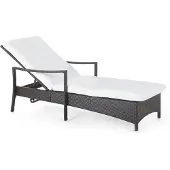 Beliani Gartenliege braun/weiß Rattan inkl. Auflage verstellbar
