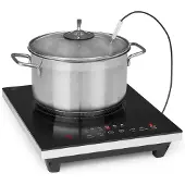 Klarstein Cook n Roll - Kochplatte Induktionskochfeld Einzelkochfeld, 2000W, Kochfeld: 26 cm Ø, 10 Temperaturstufen, 6 Garprogramme, SousVide-Funktion, HeatControl: inklusive Thermometer, schwarz